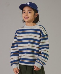 PAIRMANON STREET | 【PAIRMANON STREET】裏起毛 ボーダー プリント 長袖 スウェット トレーナー(スウェット)