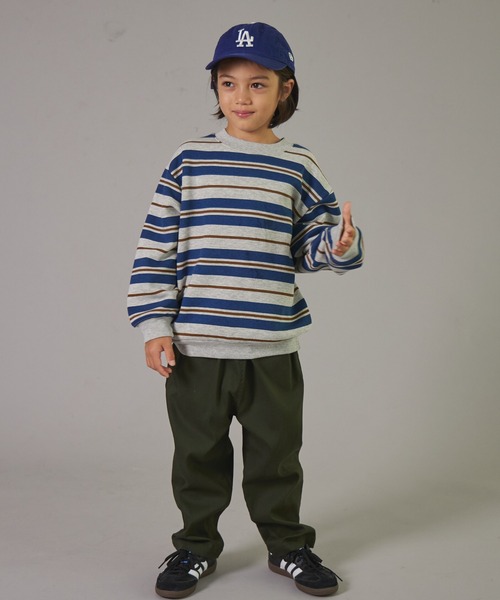 PAIRMANON STREET(ペアマノンストリート)の「【PAIRMANON STREET】裏起毛 ボーダー プリント 長袖 スウェット トレーナー(スウェット・キッズ・グリーン系その他/ブルー系その他/ピンク系その他/ブラック系その他・100/110/120/130/140/150/160/90)」の14枚目の写真