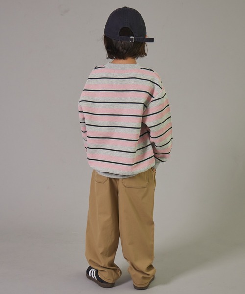 PAIRMANON STREET(ペアマノンストリート)の「【PAIRMANON STREET】裏起毛 ボーダー プリント 長袖 スウェット トレーナー(スウェット・キッズ・グリーン系その他/ブルー系その他/ピンク系その他/ブラック系その他・100/110/120/130/140/150/160/90)」の18枚目の写真