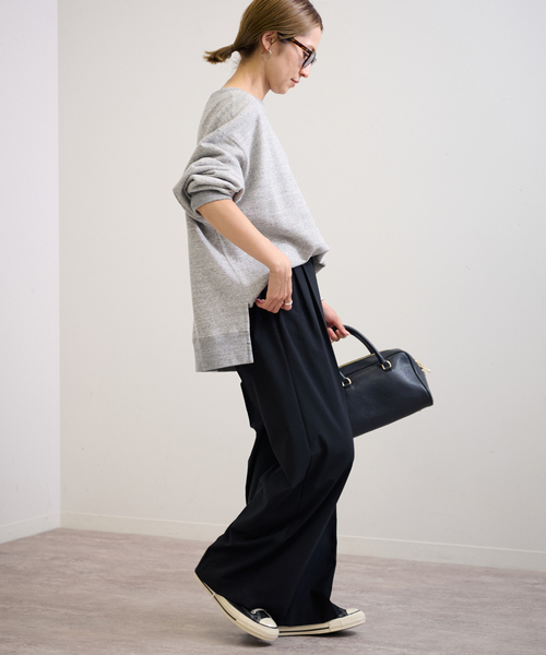 FRAMeWORK ボートネックワイドスウェット ブラック ボートネックワイドスウェット（スウェット）｜FRAMeWORK（フレーム