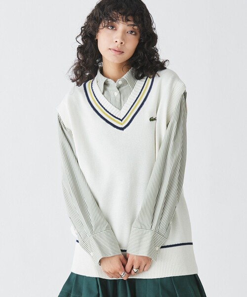 LACOSTE オーガニックコットン ワンポイントロゴ スリーブレスベスト 