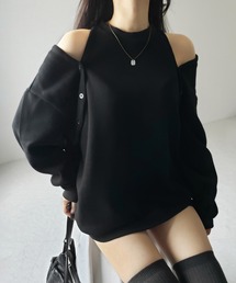 【 3color 】オープンショルダーカットアウトオーバースウェット / open shoulder cutout over sweat