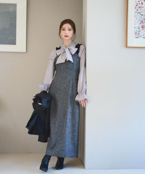 【セール】リボンシャツ / 1214210006（シャツ/ブラウス）｜PROPORTION BODY DRESSING（プロポーションボディドレッシング）