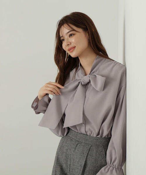 【セール】リボンシャツ / 1214210006（シャツ/ブラウス）｜PROPORTION BODY DRESSING（プロポーションボディドレッシング）