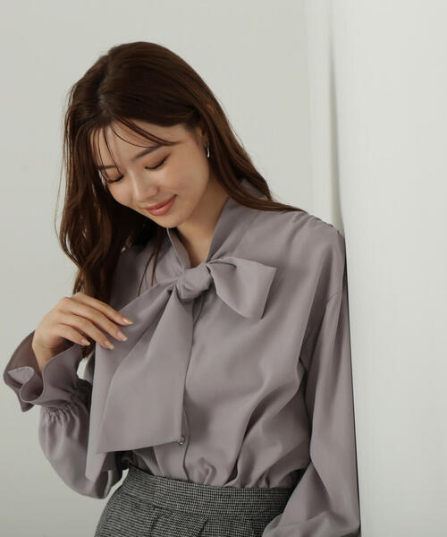 【セール】リボンシャツ / 1214210006（シャツ/ブラウス）｜PROPORTION BODY DRESSING（プロポーションボディドレッシング）