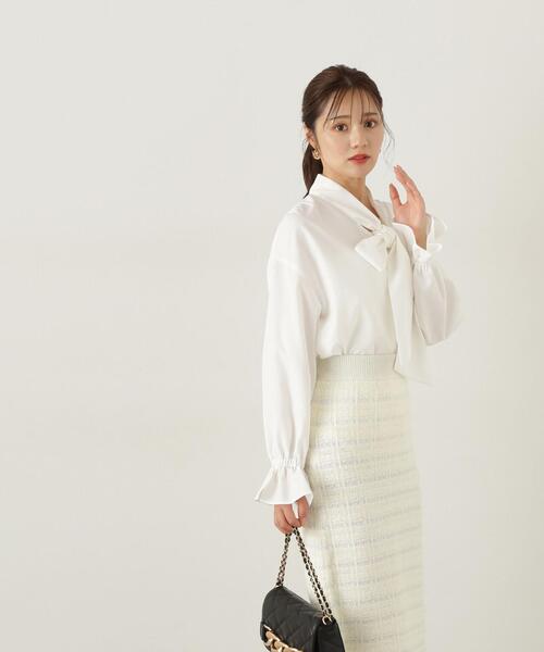 【セール】リボンシャツ / 1214210006（シャツ/ブラウス）｜PROPORTION BODY DRESSING（プロポーションボディドレッシング）