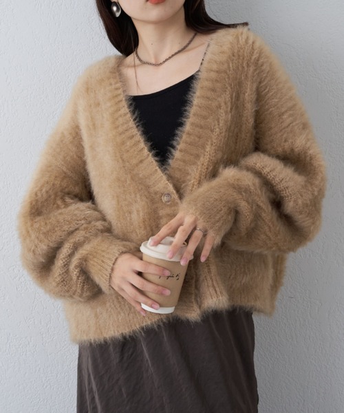 WILLOW（ウィロー）の「【WILLOW】CATシャギーニットジャケットカーディガン（カーディガン/ボレロ・レディース・グレー/ベージュ/チャコールグレー/サックスブルー・ONE SIZE）」の15枚目の写真