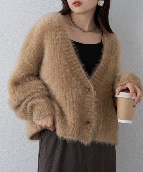 WILLOW（ウィロー）の「【WILLOW】CATシャギーニットジャケットカーディガン（カーディガン/ボレロ・レディース・グレー/ベージュ/チャコールグレー/サックスブルー・ONE SIZE）」の16枚目の写真