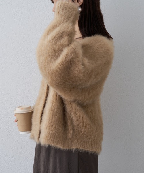 WILLOW（ウィロー）の「【WILLOW】CATシャギーニットジャケットカーディガン（カーディガン/ボレロ・レディース・グレー/ベージュ/チャコールグレー/サックスブルー・ONE SIZE）」の17枚目の写真