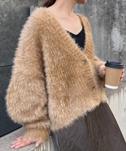 WILLOW（ウィロー）の「【WILLOW】CATシャギーニットジャケットカーディガン（カーディガン/ボレロ・レディース・グレー/ベージュ/チャコールグレー/サックスブルー・ONE SIZE）」の11枚目の写真