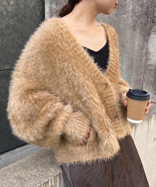 WILLOW（ウィロー）の「【WILLOW】CATシャギーニットジャケットカーディガン（カーディガン/ボレロ・レディース・グレー/ベージュ/チャコールグレー/サックスブルー・ONE SIZE）」の13枚目の写真