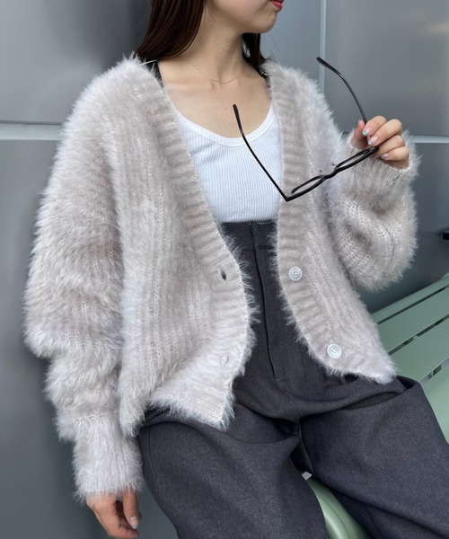 WILLOW（ウィロー）の「【WILLOW】CATシャギーニットジャケットカーディガン（カーディガン/ボレロ・レディース・グレー/ベージュ/チャコールグレー/サックスブルー・ONE SIZE）」の7枚目の写真