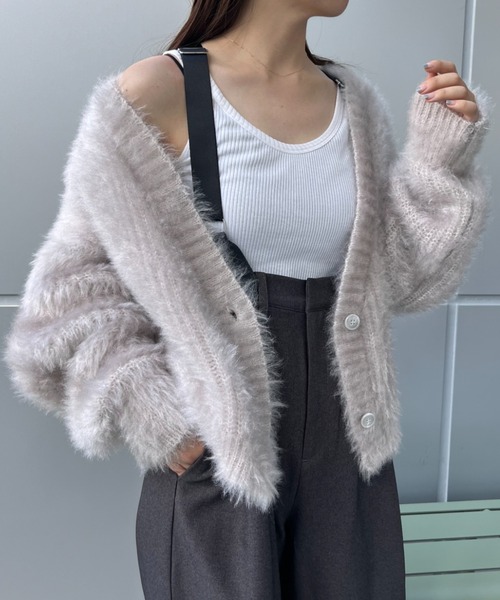 WILLOW（ウィロー）の「【WILLOW】CATシャギーニットジャケットカーディガン（カーディガン/ボレロ・レディース・グレー/ベージュ/チャコールグレー/サックスブルー・ONE SIZE）」の8枚目の写真