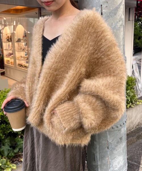 WILLOW（ウィロー）の「【WILLOW】CATシャギーニットジャケットカーディガン（カーディガン/ボレロ・レディース・グレー/ベージュ/チャコールグレー/サックスブルー・ONE SIZE）」の12枚目の写真