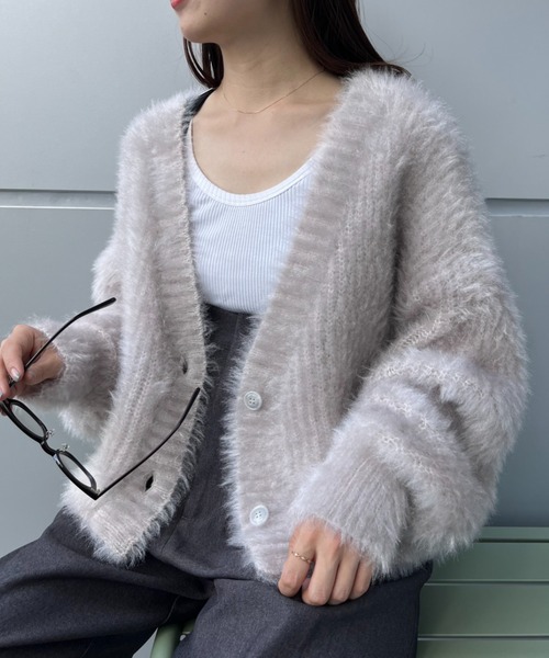 WILLOW（ウィロー）の「【WILLOW】CATシャギーニットジャケットカーディガン（カーディガン/ボレロ・レディース・グレー/ベージュ/チャコールグレー/サックスブルー・ONE SIZE）」の9枚目の写真