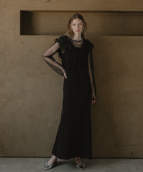 DorryDoll Manyway frill dress ブラック×ベージュ Many way frill dress（ドレス）｜et.UNiVER（エトユニベール