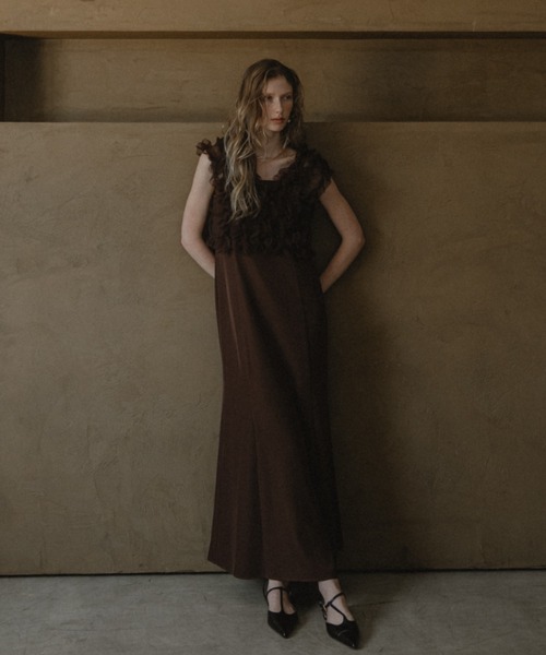 結婚式ドレス S ブラウン many way frill dress Many way frill dress（ドレス）｜et.UNiVER（エトユニベール