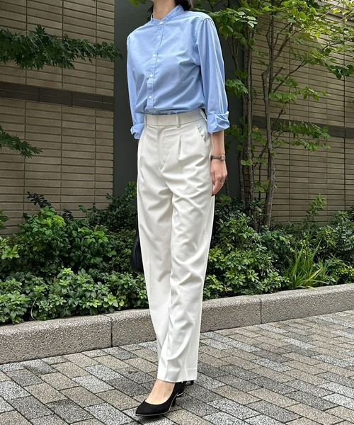 etre pret（エトレプレ）の「オックスフォードバンドカラー長袖シャツ（シャツ/ブラウス・レディース・ブラック/ホワイト/グリーン/ブルー/グレー・X-SMALL/SMALL/MEDIUM/LARGE/XX-LARGE/XXX-LARGE/X-LARGE）」の8枚目の写真