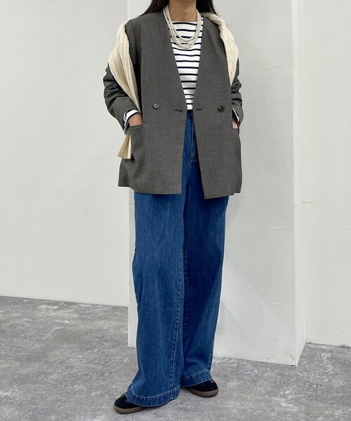 セール】《セットアップ対応》TR Vカラージャケット（ノーカラー