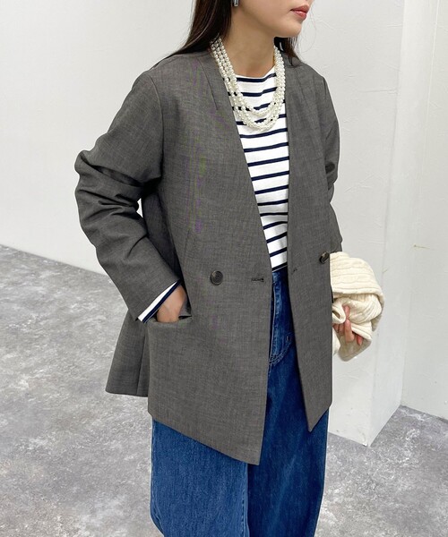 セール】《セットアップ対応》TR Vカラージャケット（ノーカラー