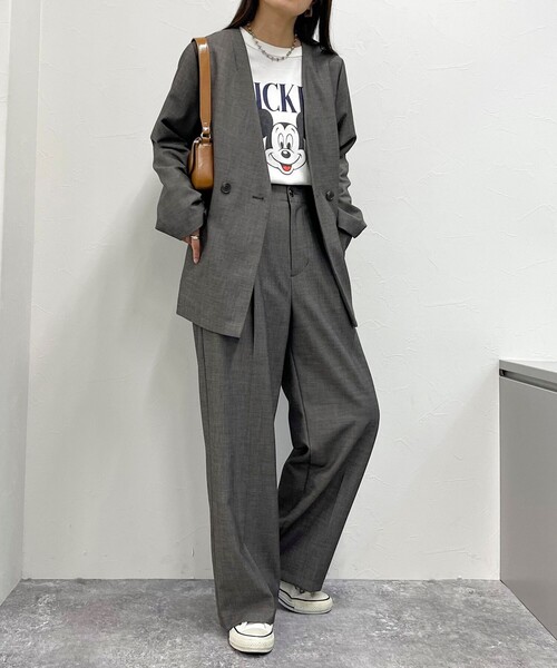 ★TV衣装★　Andemiu　パフジャケット　グレー セール】《セットアップ対応》TR Vカラージャケット（ノーカラー