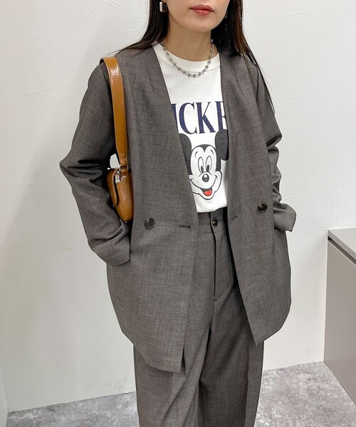 セール】《セットアップ対応》TR Vカラージャケット（ノーカラー