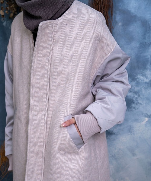 Nora Lily（ノラリリー）の「【Nora Lily】Quilting Sleeve Collar-less BZ(UNISEX)（その他アウター・メンズ・カーキ/ライトベージュ/ブルー・FREE）」の21枚目の写真