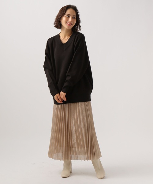 BAYFLOW（ベイフロー）の「オーバーサイズＶネックニット（ニット/セーター・レディース・ボルドー/ブルーグリーン/ブラック/オフホワイト・FREE）」の11枚目の写真