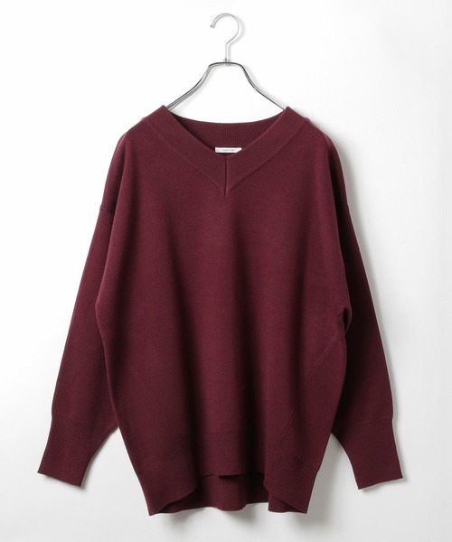 BAYFLOW（ベイフロー）の「オーバーサイズＶネックニット（ニット/セーター・レディース・ボルドー/ブルーグリーン/ブラック/オフホワイト・FREE）」の21枚目の写真