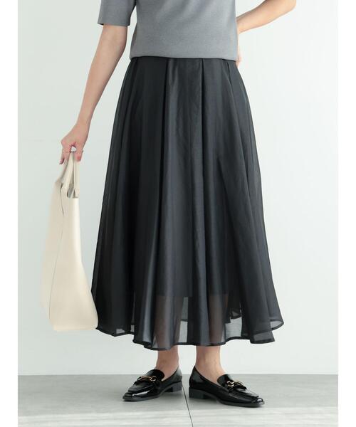 Te chichi(テチチ)の「シアーボリュームスカート(スカート・レディース・カーキ/チャコールグレー/モカ・F)」の1枚目の写真
