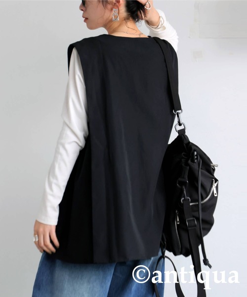 antiqua（アンティカ）の「サイドタックベスト（ベスト・レディース・ブラック/ベージュ・ONESIZE）」の6枚目の写真