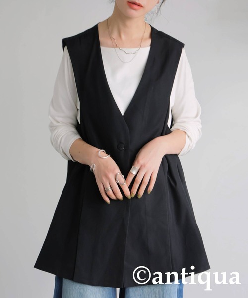 antiqua（アンティカ）の「サイドタックベスト（ベスト・レディース・ブラック/ベージュ・ONESIZE）」の8枚目の写真