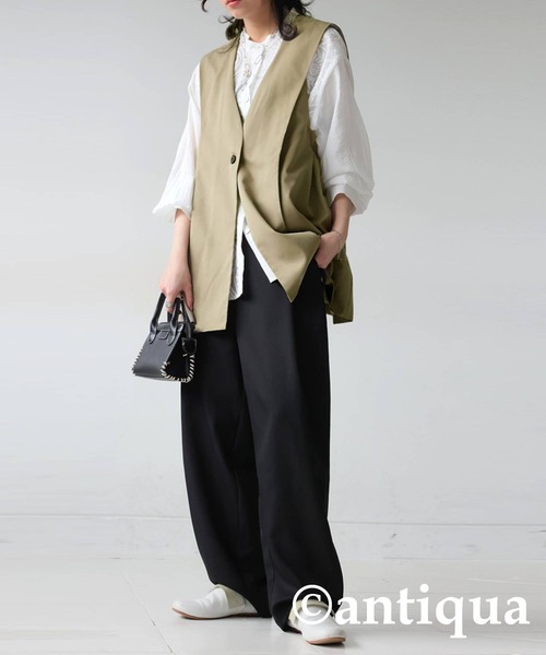 antiqua（アンティカ）の「サイドタックベスト（ベスト・レディース・ブラック/ベージュ・ONESIZE）」の9枚目の写真