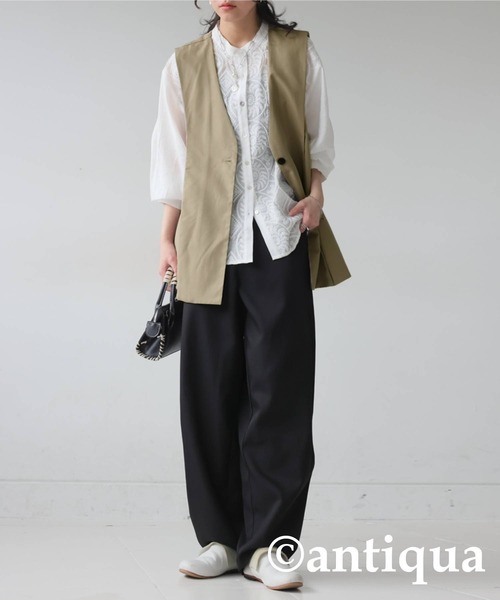 antiqua（アンティカ）の「サイドタックベスト（ベスト・レディース・ブラック/ベージュ・ONESIZE）」の13枚目の写真
