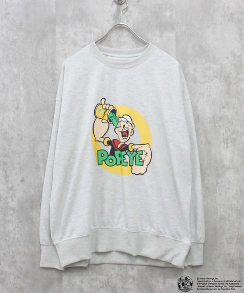 POPEYE（ポパイ）の「POPEYE　ポパイ　綿タッチ　ミニ裏毛　スウェット（スウェット・メンズ・チャコール/ベージュ/オートミール/ネイビー/グリーン/ブラック/オフホワイト/杢グレー・M/L/XL）」の14枚目の写真