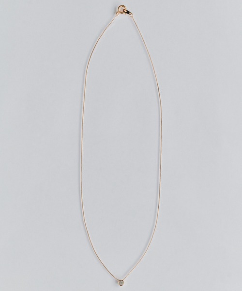 Phoebe（フィービィー）の「【金属アレルギー対応】シャインベゼルセッティングネックレス/全長:約40cm/ニッケルフリー（ネックレス・レディース・イエローゴールド/シャンパン・FREE）」の6枚目の写真