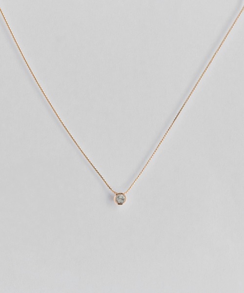 Phoebe（フィービィー）の「【金属アレルギー対応】シャインベゼルセッティングネックレス/全長:約40cm/ニッケルフリー（ネックレス・レディース・イエローゴールド/シャンパン・FREE）」の8枚目の写真