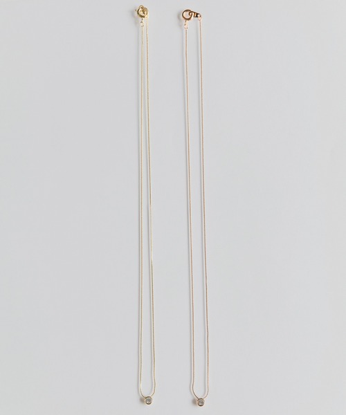 Phoebe（フィービィー）の「【金属アレルギー対応】シャインベゼルセッティングネックレス/全長:約40cm/ニッケルフリー（ネックレス・レディース・イエローゴールド/シャンパン・FREE）」の13枚目の写真