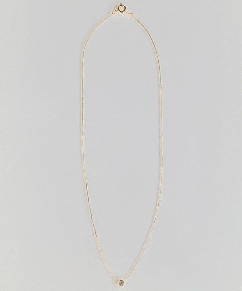Phoebe（フィービィー）の「【金属アレルギー対応】シャインベゼルセッティングネックレス/全長:約40cm/ニッケルフリー（ネックレス・レディース・イエローゴールド/シャンパン・FREE）」の10枚目の写真