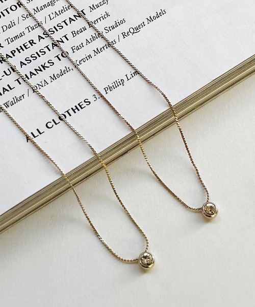 Phoebe（フィービィー）の「【金属アレルギー対応】シャインベゼルセッティングネックレス/全長:約40cm/ニッケルフリー（ネックレス・レディース・イエローゴールド/シャンパン・FREE）」の16枚目の写真