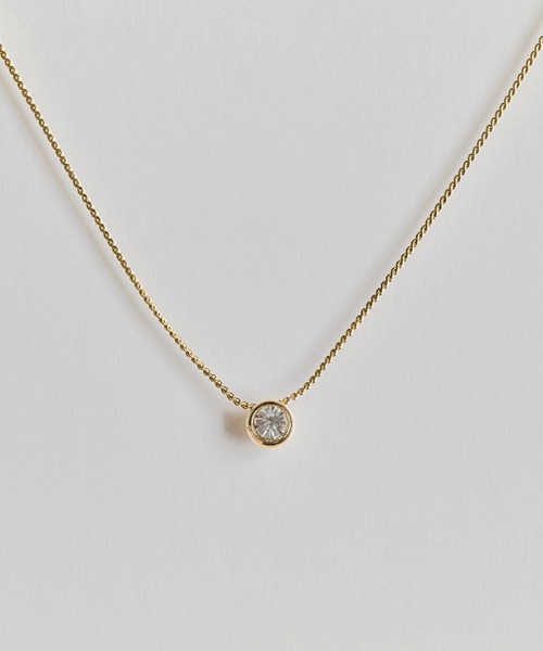 Phoebe（フィービィー）の「【金属アレルギー対応】シャインベゼルセッティングネックレス/全長:約40cm/ニッケルフリー（ネックレス・レディース・イエローゴールド/シャンパン・FREE）」の14枚目の写真