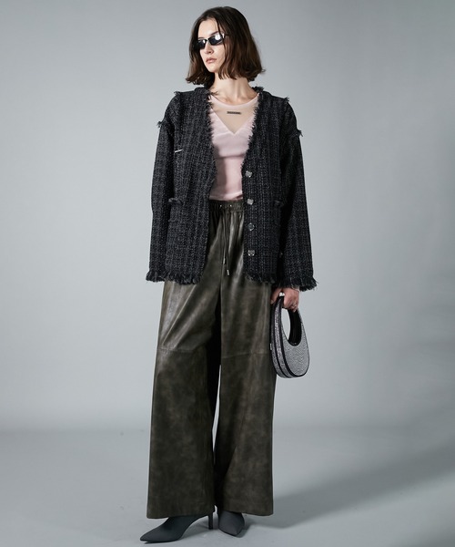 PRANK PROJECT（プランクプロジェクト）の「ツイードカーディガン / Tweed Cardigan（カーディガン/ボレロ・レディース・ピンク/ブラック/グレー・FREE）」の7枚目の写真