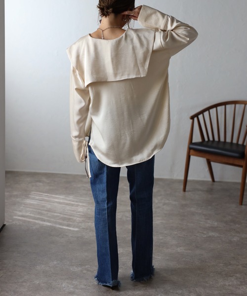 セーラーカラーサテンブラウス（シャツ/ブラウス）｜Bonjour Sagan