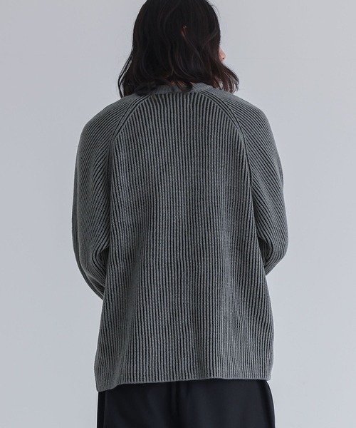 n'OrLABEL(ノアールレーベル)の「配色リブ編みニット(ニット/セーター・メンズ・グレー/カーキ・M/L)」の10枚目の写真