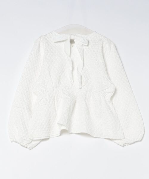 flower（フラワー）の「ワッフルジャガードブラウス（シャツ/ブラウス・レディース・ブラック/ホワイト・FREE）」の3枚目の写真