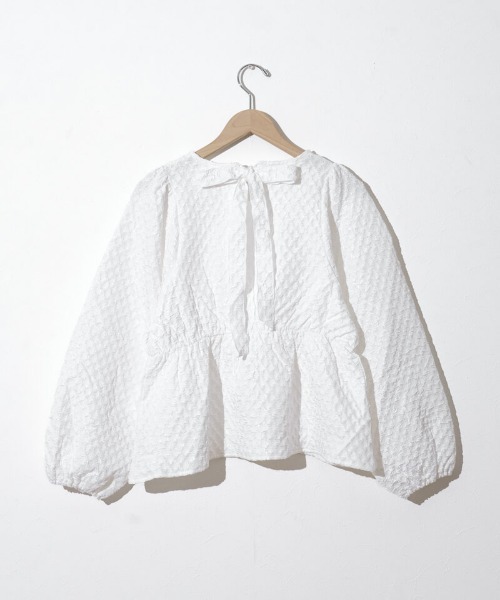 flower（フラワー）の「ワッフルジャガードブラウス（シャツ/ブラウス・レディース・ブラック/ホワイト・FREE）」の12枚目の写真