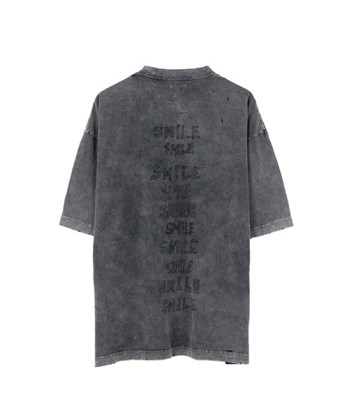 セール】Bleached Smily Face Print T-shirt（Tシャツ