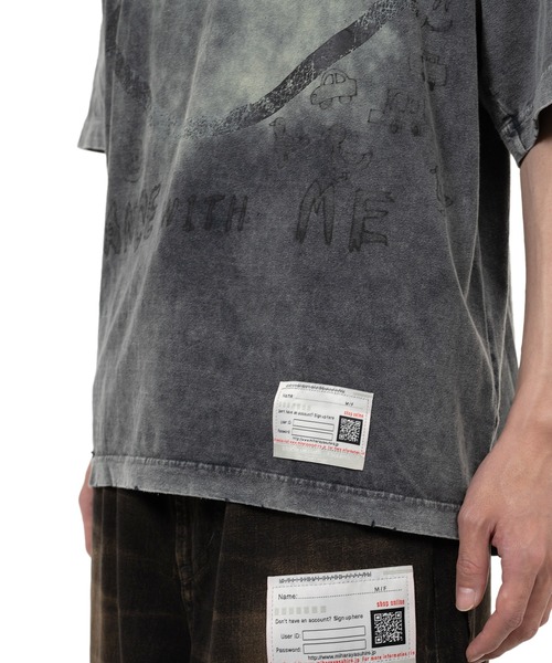 セール】Bleached Smily Face Print T-shirt（Tシャツ