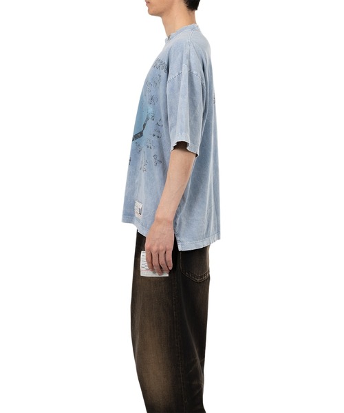 セール】Bleached Smily Face Print T-shirt（Tシャツ