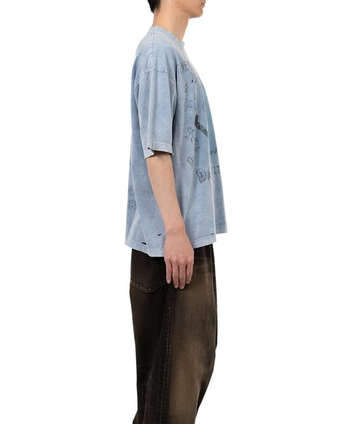 セール】Bleached Smily Face Print T-shirt（Tシャツ